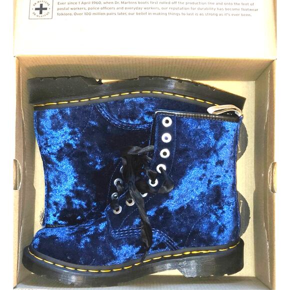 Dr Martens 1460 Deep Blue Crushed Velvet Boots - US 8 - Picture 2 of 8